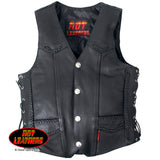 Heavy Weight Leather Vest with Braided Detail
