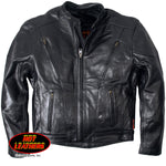 Vented Leather Motorcycle Jacket Black