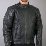 Vented Leather Motorcycle Jacket Black