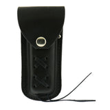 Black Leather Knife Case with Snap Closure