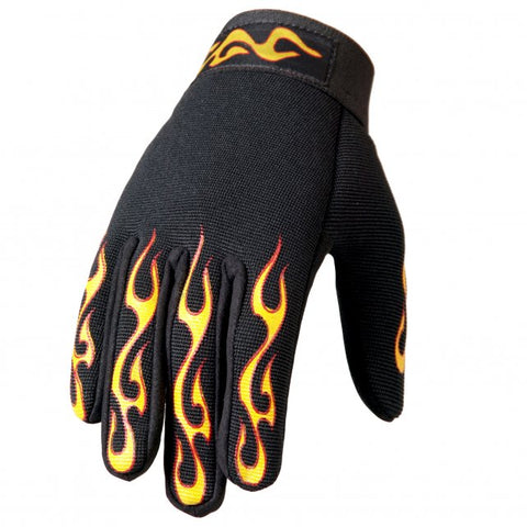 Yellow & Red Flame Mechanics Gloves