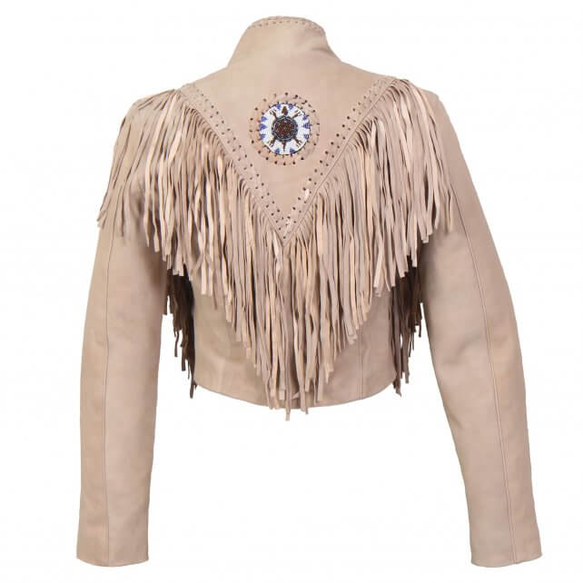 Ladies Bone and Bead Fringe Leather Jacket – American Bad Ass Apparel