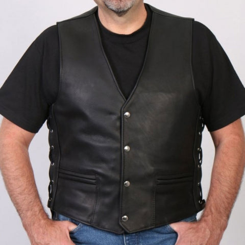 Extra Long Back USA Made Men's Leather Vest